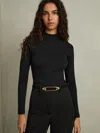 Reiss Black Fine-ribbed High-neck Top