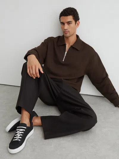 Reiss Black Finley Knitted Low-top Trainers