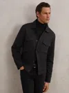Reiss Black Twill Twin-pocket Overshirt In Black