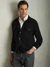 Reiss Black Flinch Wool Button Through Knitted Jacket