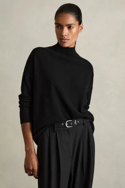 Reiss Flo Fine Gauge Roll Neck Cashmere Sweater In Black