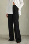 Reiss Tansey Wide Leg Fluid Trouser In Black