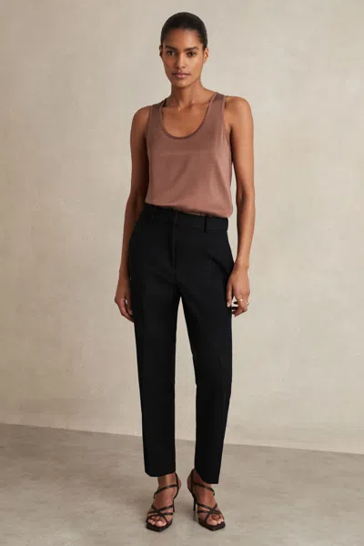 Reiss Mocha Brown Silk-front Cami Top