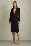 Reiss Black Gabi Tailored Midi Suit Skirt In Black