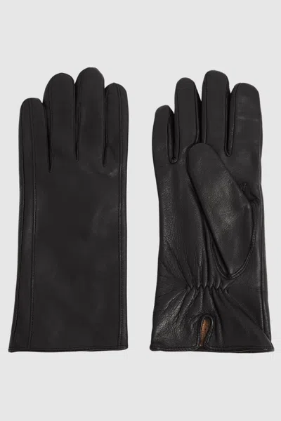 Reiss Black Leather Gloves