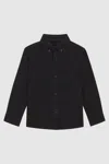 Reiss Black Greenwich 9-13 Yrs Oxford Cotton Shirt In Black