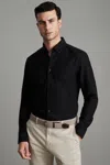 Reiss Black Slim-fit Button-down Collar Cotton Oxford Shirt In Black