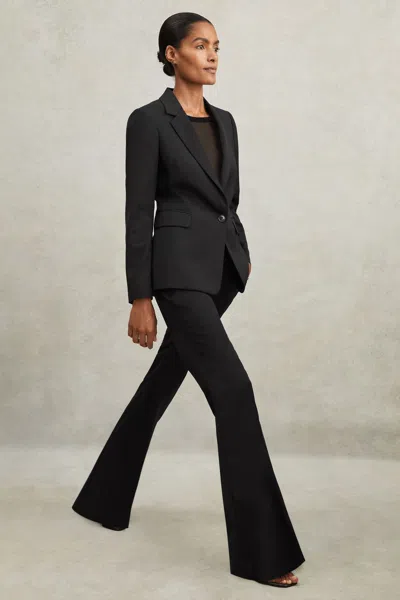 REISS REISS BLACK HAISLEY WOOL-BLEND TAILORED FLARED SUIT TROUSERS