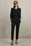 Reiss Black Wool Blend Tapered Suit Trousers