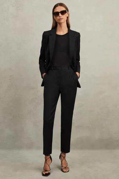 Reiss Black Wool Blend Tapered Suit Trousers