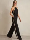 Reiss Auden Craft Detail Halterneck Jumpsuit In Black