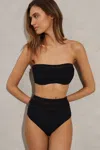 Reiss Jemma Mesh-insert High-rise Stretch-woven Bikini Bottoms In Black