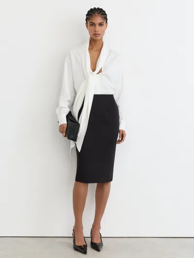Reiss Black High-rise Pencil Midi Skirt
