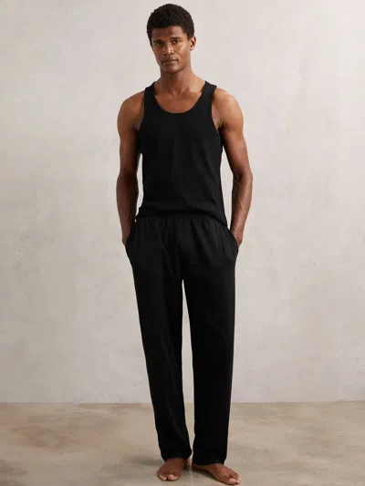 Reiss Black Hugo Cotton Jersey Logo-waistband Joggers With Stretch
