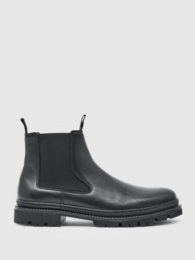 Reiss Black Huxley Leather Chelsea Boots