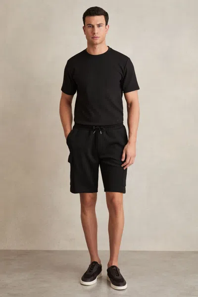 Reiss Black Interlock Cargo Shorts