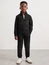 Reiss Black Interlock Drawstring Joggers In Blue
