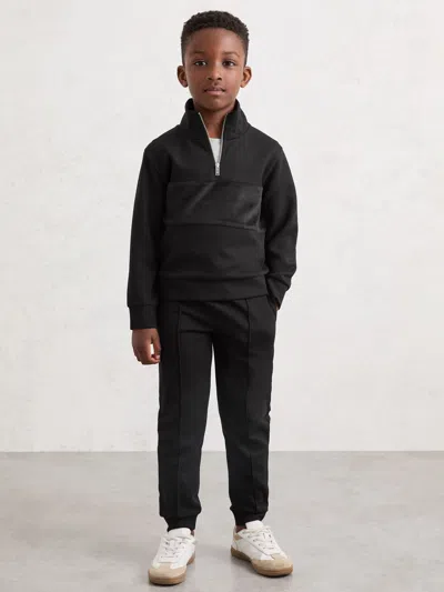 Reiss Kids' Black Interlock Drawstring Joggers In Blue