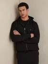 Reiss Black Interlock Zip-through Hoodie In Black