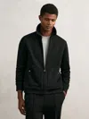 Reiss Black Interlock Zip Through Overshirt