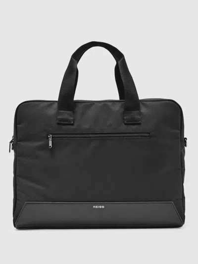 Reiss Black Iverson Woven Briefcase