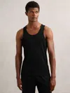 Reiss Black Jaden Stretch-cotton Ribbed Vest
