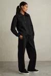 Reiss Black Laney Jersey Half-zip Drawstring-hem Sweatshirt In Black