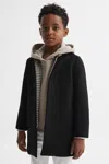 Reiss Black Junior Single Breasted Overcoat
