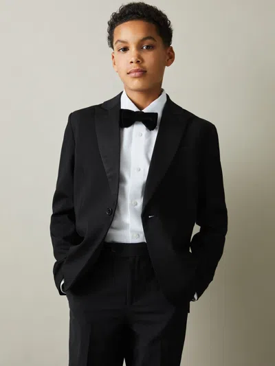 Reiss Black Knightsbridge B 9-13 Yrs Tuxedo Satin Single Breasted Blazer