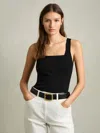 Reiss Black Knitted Square Neck Vest In Black