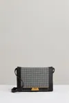 Reiss Black Leather And Dogtooth Wool Bag In Black