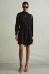 Reiss Black Lace Insert Mini Dress In Black
