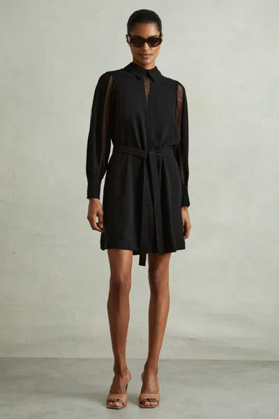 Reiss Black Lace Insert Mini Dress