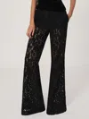 Reiss Black Lace Wide Leg Trousers In Black