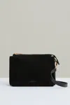 Reiss Black Leather And Suede Crossbody Bag In Black