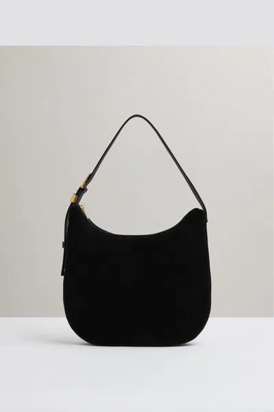 Reiss Black Marianna Leather And Suede Shoulder Bag