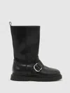 Reiss Black Leather Biker Boots In Black