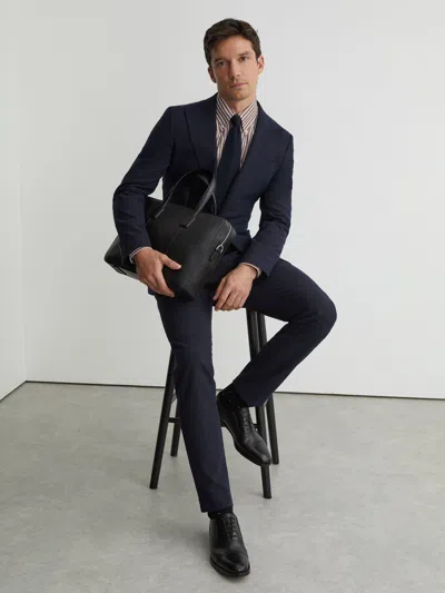 Reiss Black Leather Brogue-detail Oxford Shoes