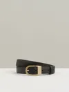 Reiss Black Leather Curved-buckle Belt In Black