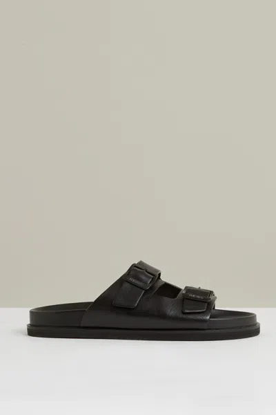 Reiss Black Leather Double-strap Sandals