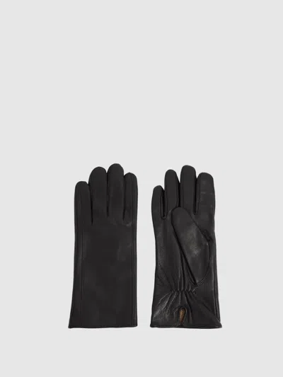 Reiss Black Leather Gloves