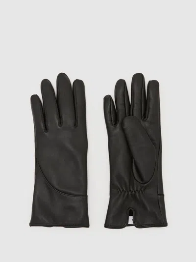 Reiss Black Leather Gloves