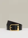 Reiss Black Leather Half Keeper Belt
