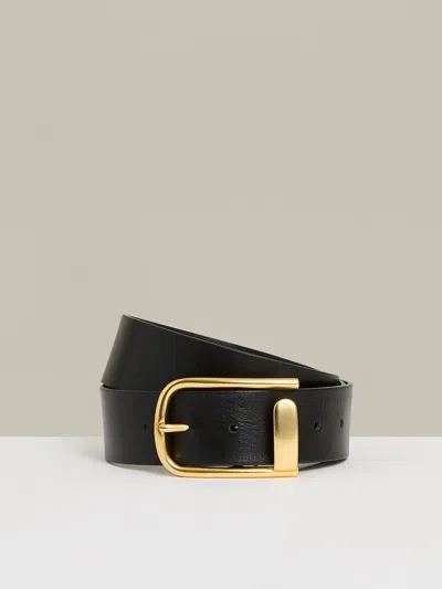 Reiss Black Leather Half Keeper Belt