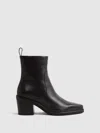 Reiss Black Leather Heeled Western Boots