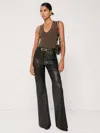 Reiss Black Leather High-rise Flared Trousers
