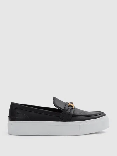 Reiss Black Leather Loafer Trainers