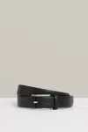 Reiss Black Leather Micro-grain Belt In Black