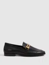 Reiss Black Leather Rounded Loafers