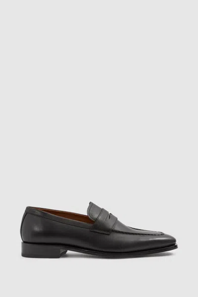 Reiss Black Leather Saddle Loafers